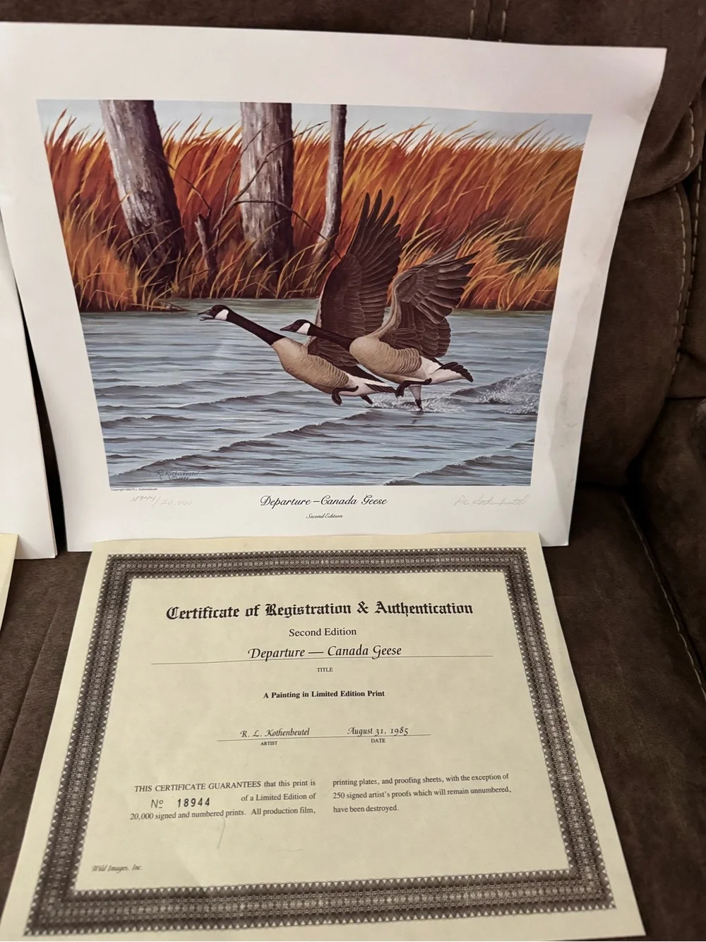 Vintage 1985 R. L. Kothenbeutel Windward & Departure Canada Geese Signed Prints